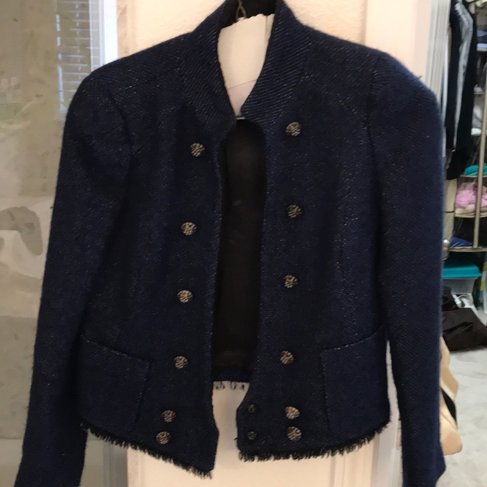 Zara blue and black and silver tweed jacket
